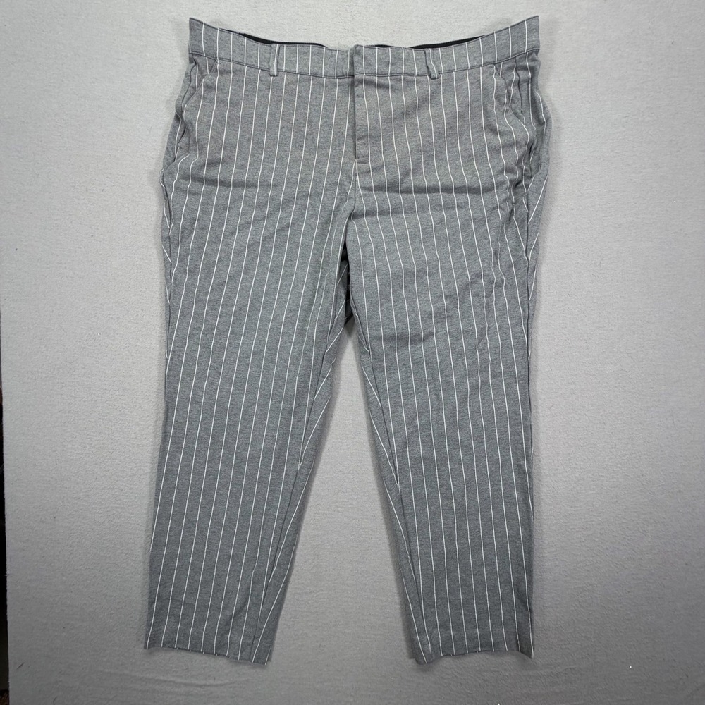 Torrid Womens Pinstripe Pants Tapered Grey White Stripe Ankle‎ Trouser 20T